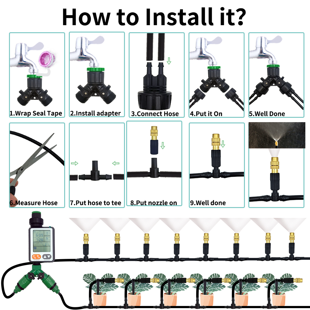 15M-30M Outdoor Misting Coolin - Mist Cooling System Outdoor Patio 15M ulasan dan harga