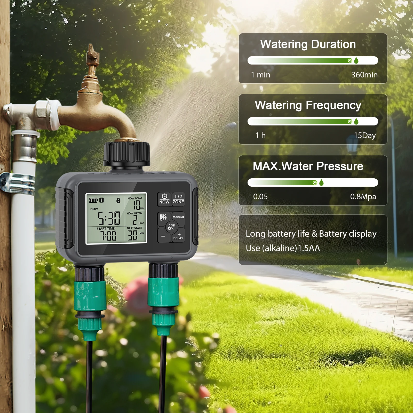 Dual Outlet Water Hose Timer R - Rain Sensor For Irrigation Timer ulasan dan harga