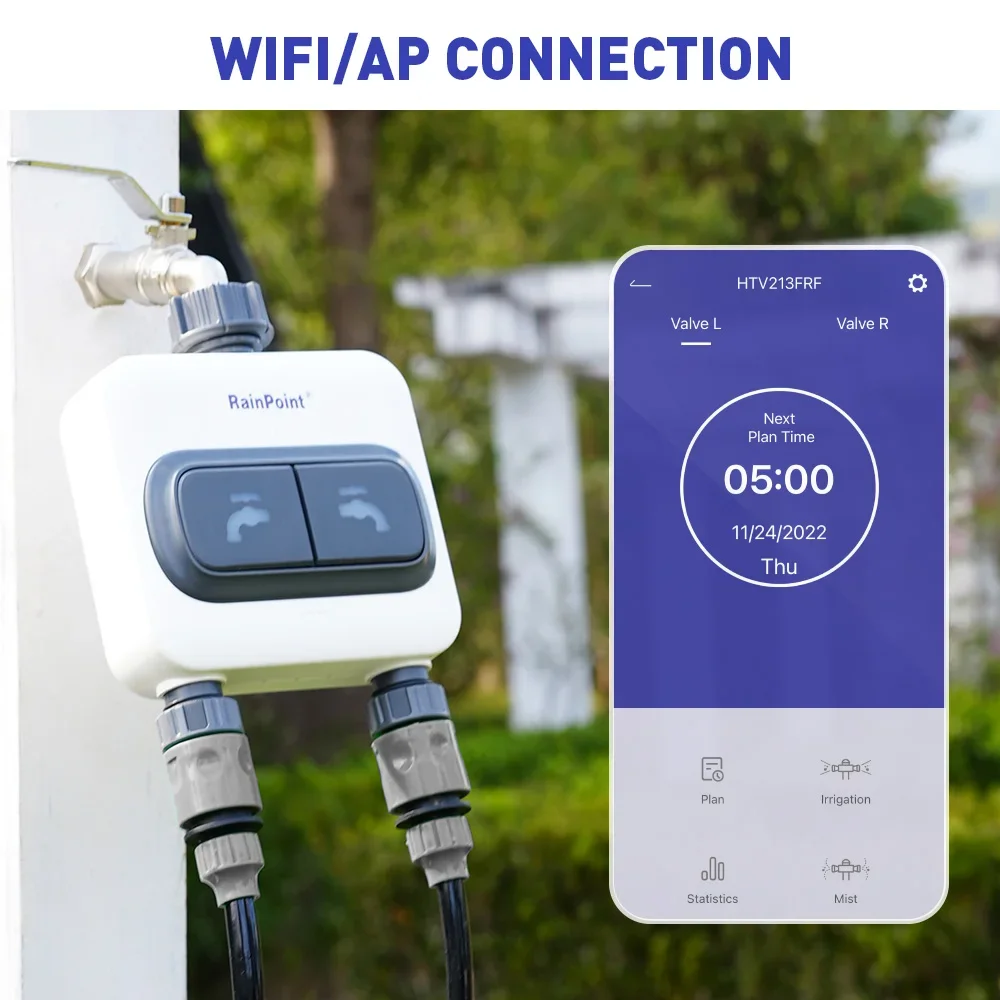 RAINPOINT Wi-Fi 2-outlets Wate - Wifi Water Timer Hose Faucet Smart ulasan dan harga