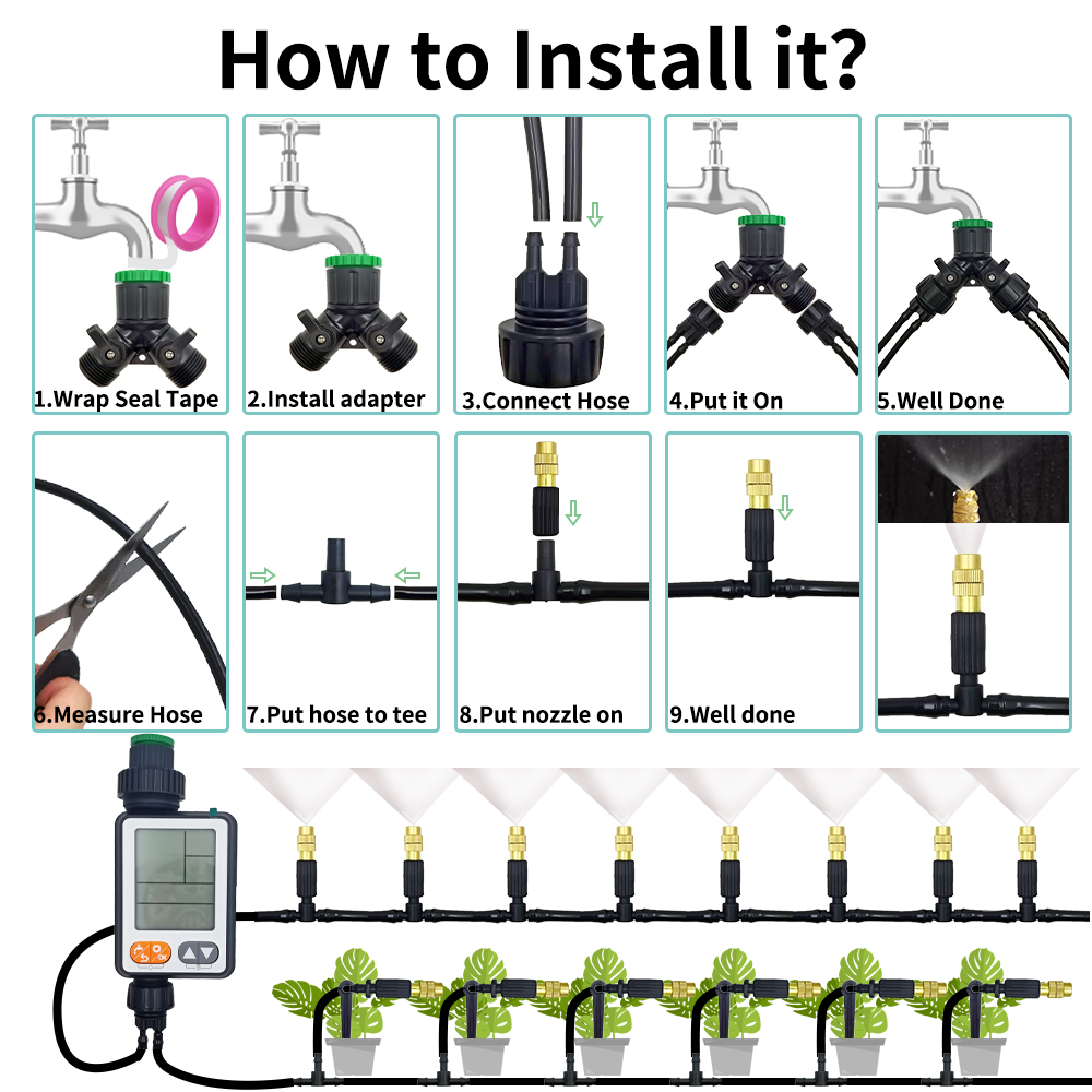 5M-30M Outdoor Misting Cooling - Mist Cooling System Outdoor Patio 15M ulasan dan harga