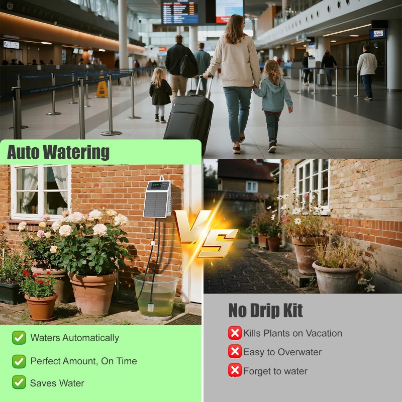 A03F-Solar Powered Automatic D - Solar Drip Irrigation Kit Garden ulasan dan harga