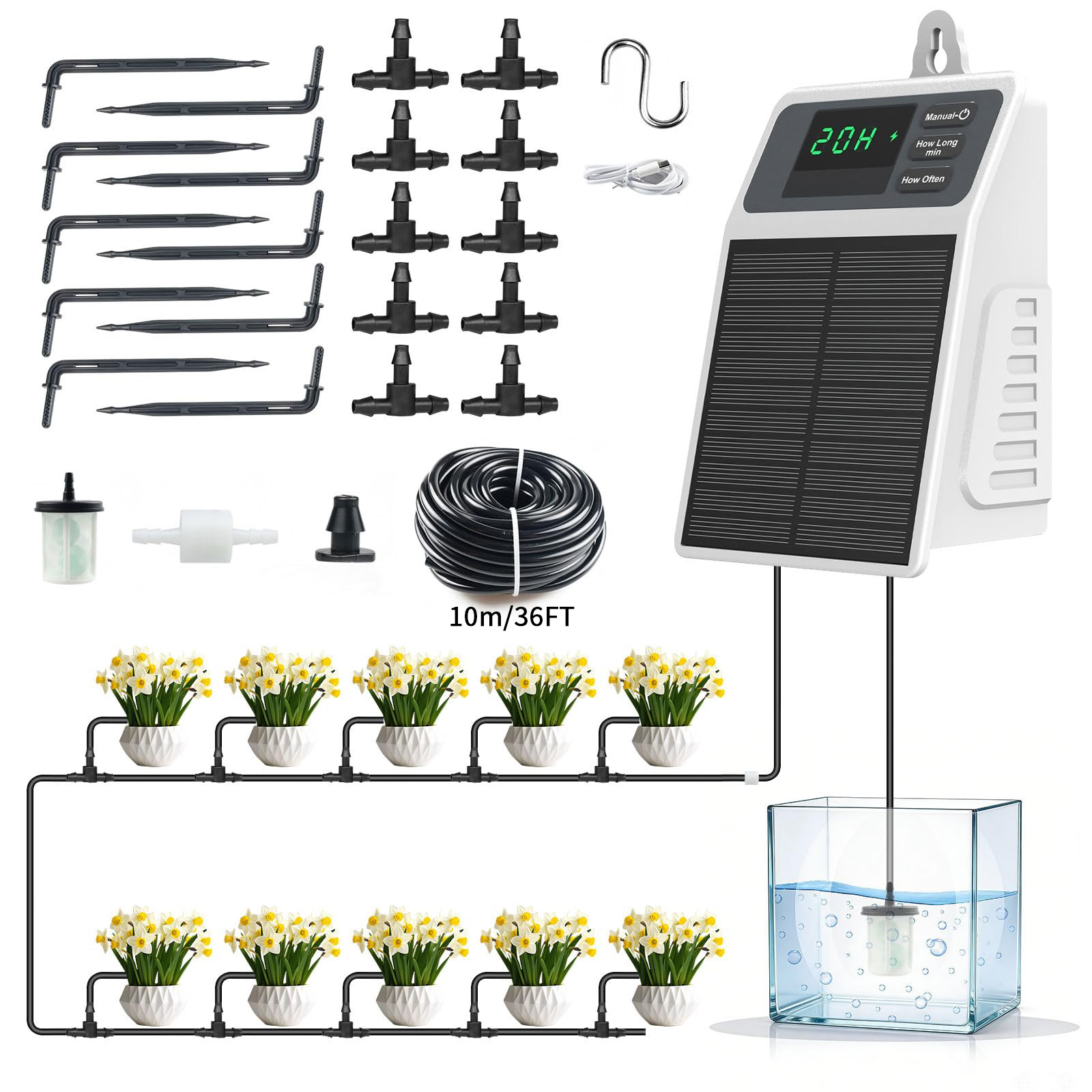 Upgraded Solar Drip Irrigation - Solar Drip Irrigation Kit Garden ulasan dan harga