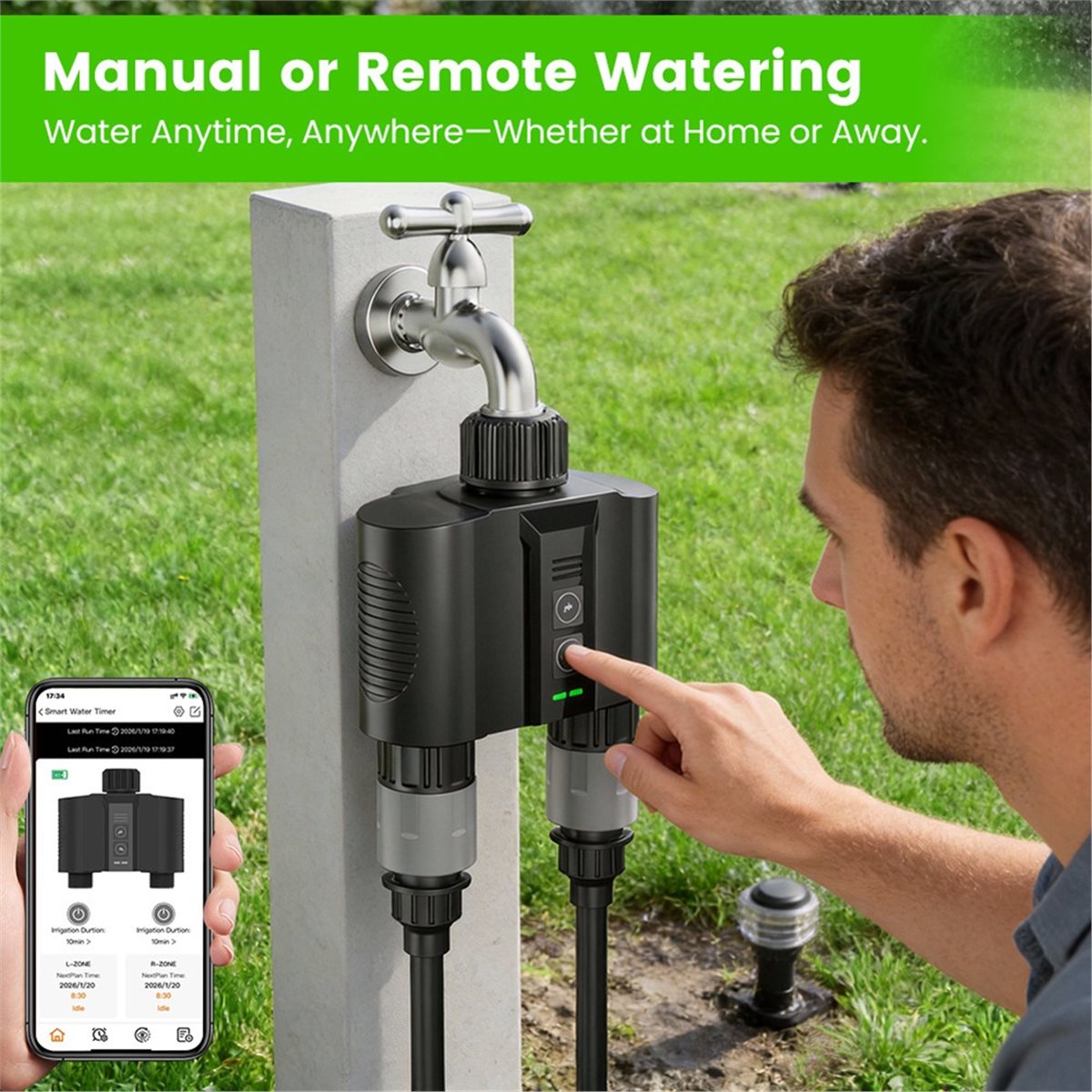 Y17A 1 Set WiFi Water Timer fo - Wifi Water Timer Hose Faucet Smart ulasan dan harga