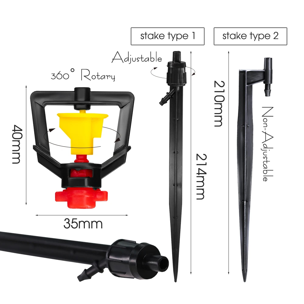 5PCS 360° Rotary Micro Sprinkl - Drip Emitters Adjustable 360 Micro ulasan dan harga