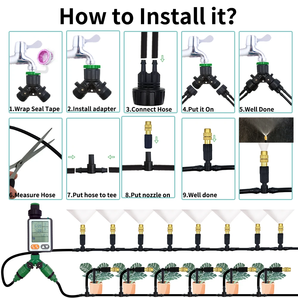 15M-30M Outdoor Misting Coolin - Mist Cooling System Outdoor Patio 15M ulasan dan harga